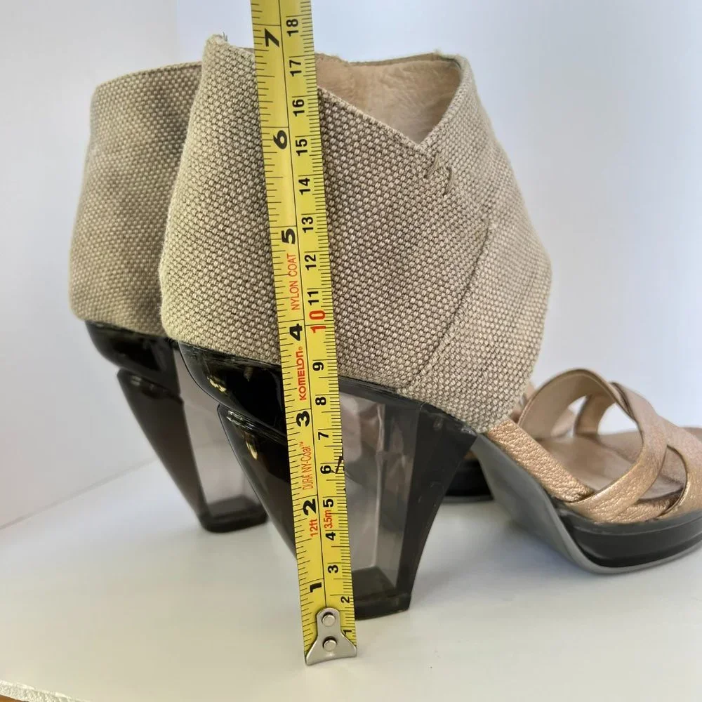 FARYL ROBIN Drea Metallic Clear Heel Platform Ankle Booties - Picture 12 of 12